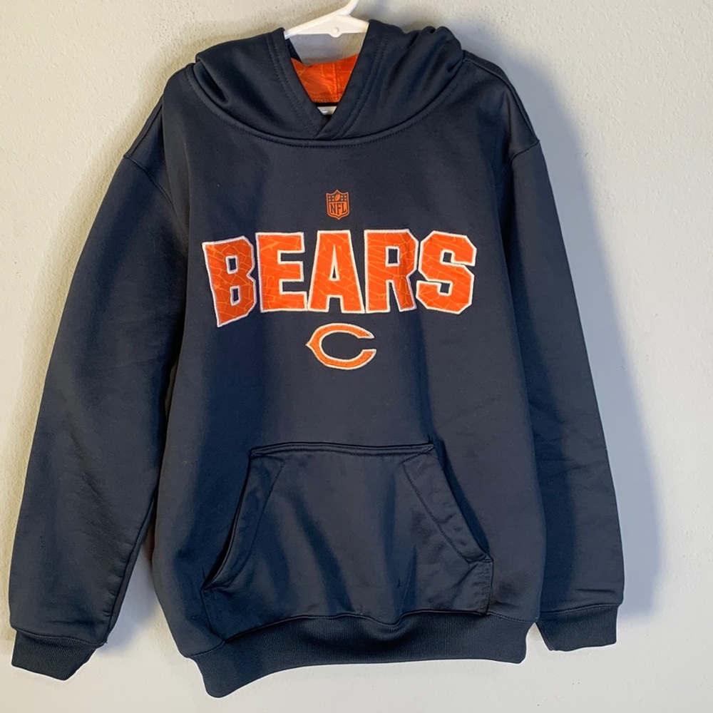 NFL team gray navy Chicago bears sweatshirt hoodie youth M